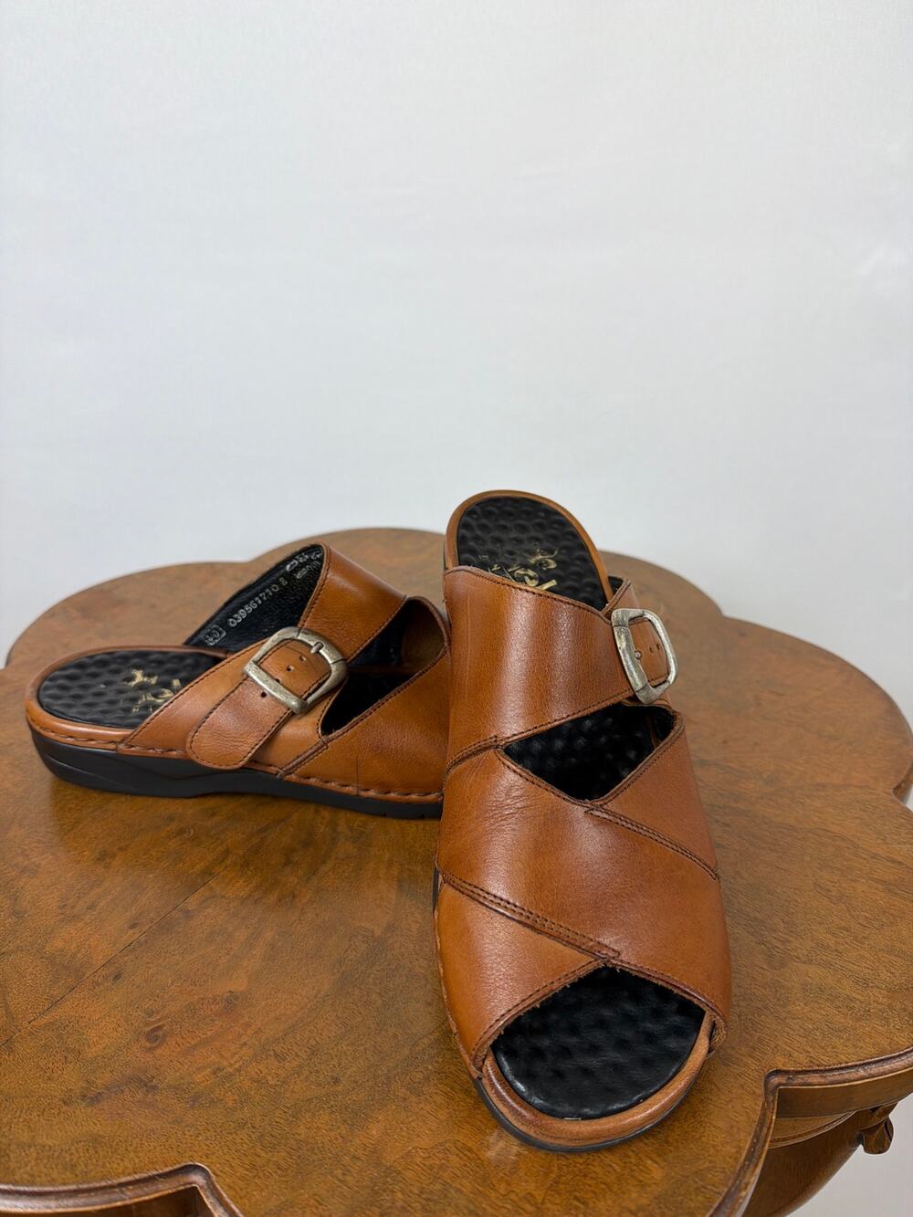 Rieker Brown Leather Buckle Slip On Sandals Womens US 85 9